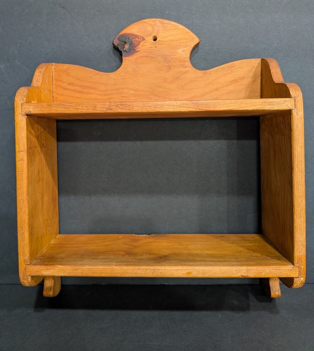 Vintage Pine Wall Shelf Handmade Scalloped Top Farmhouse Spice Rack Cottagecor